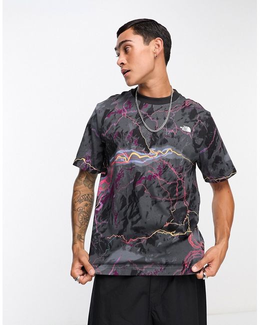 The North Face Box all over print logo t-shirt in trail glow