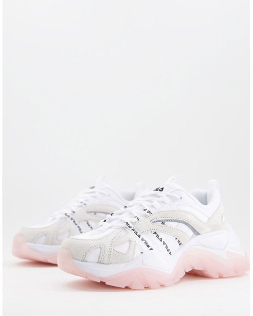 Fila interation sneakers in off and pink