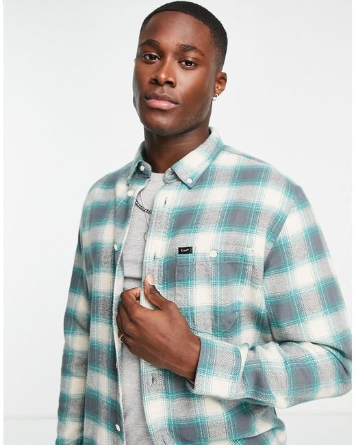 Lee riveted check heavy flannel relaxed fit shirt in