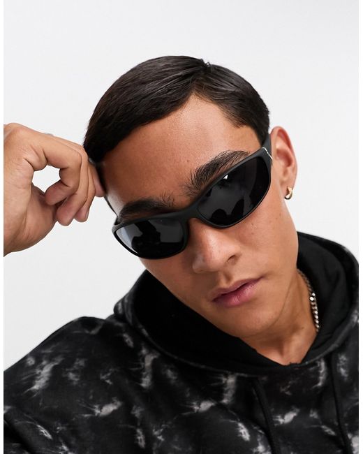 Asos Design curved frame sunglasses with smoke lens in matte