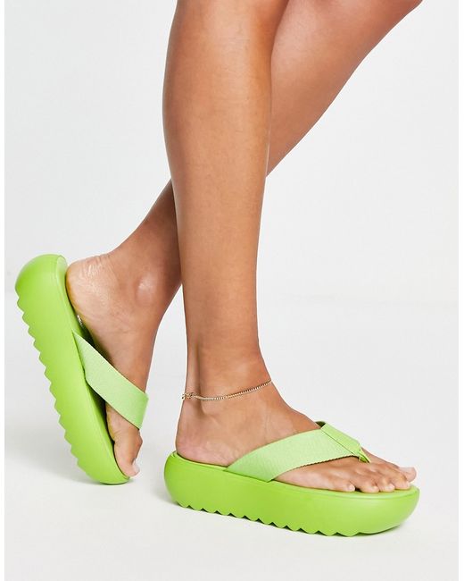 Public Desire Cia chunky toe post sandals in lime-