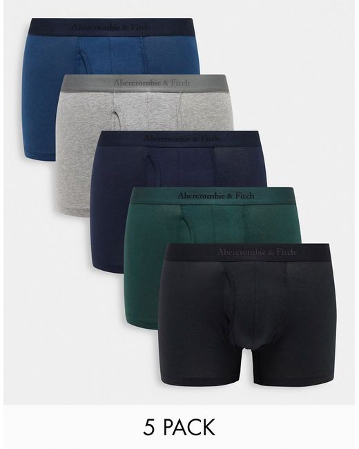 Abercrombie & Fitch 5 pack logo tonal waistband trunks in