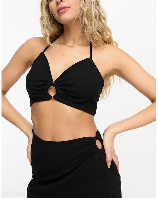 4th & Reckless onyx ring detail beach crop top in part of a set