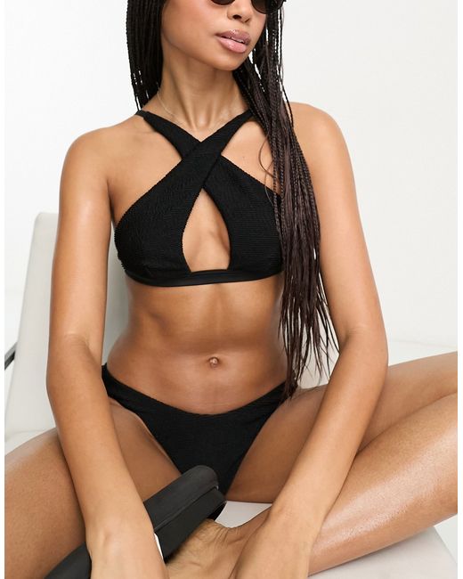 Free Society mix and match scrunch crossover bikini top in