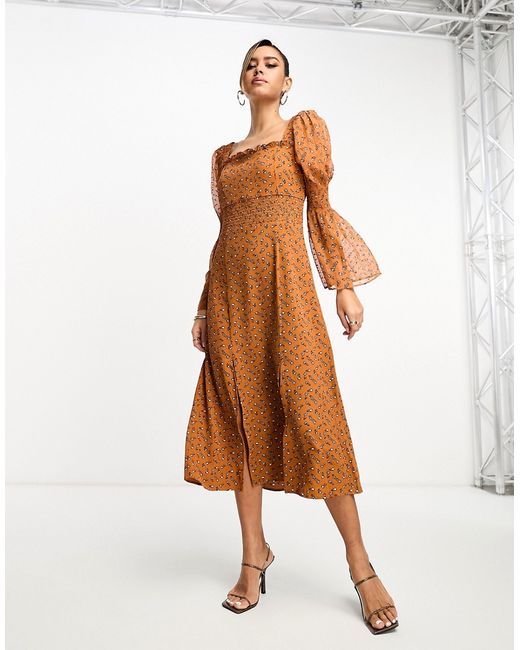 French Connection long sleeve maxi dress in floral