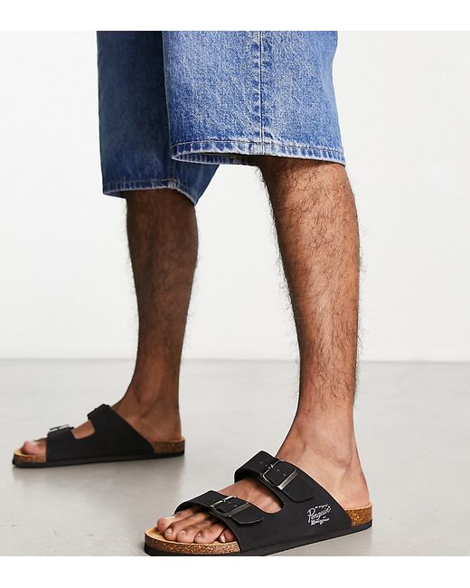 Original Penguin wide fit buckle sandals in faux leather