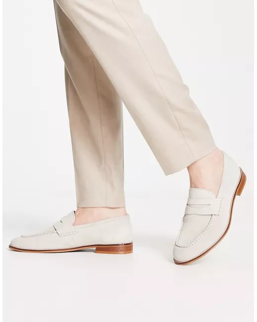 Asos Design loafers in stone suede with natural sole-