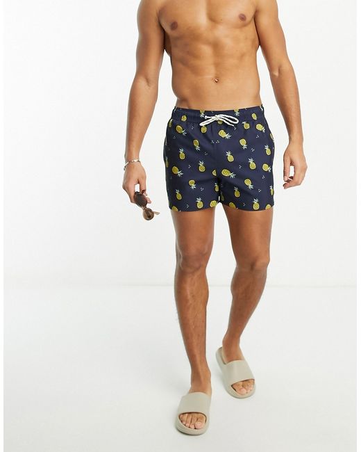 New Look pineapple print swim shorts in