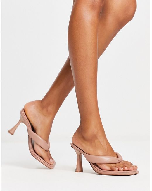 Asos Design Halle padded toe thong heeled sandals in
