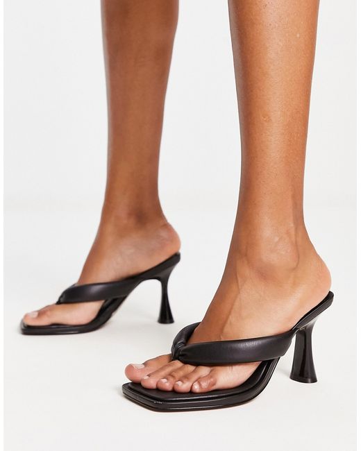 Asos Design Halle padded toe thong heeled sandals in