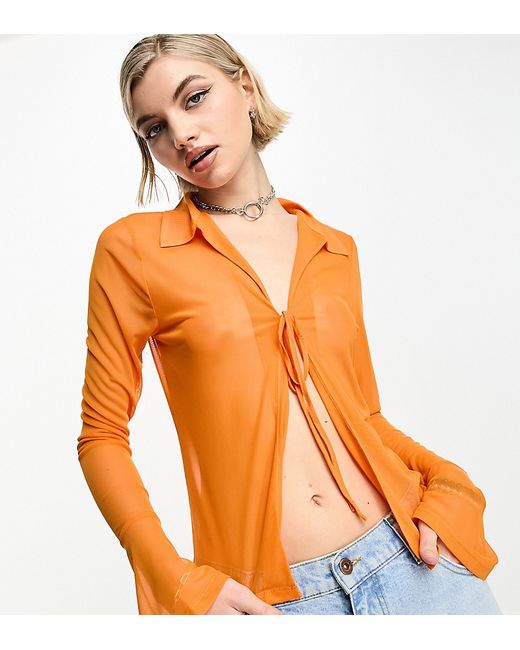 Collusion sheer tie detail shirt in bright