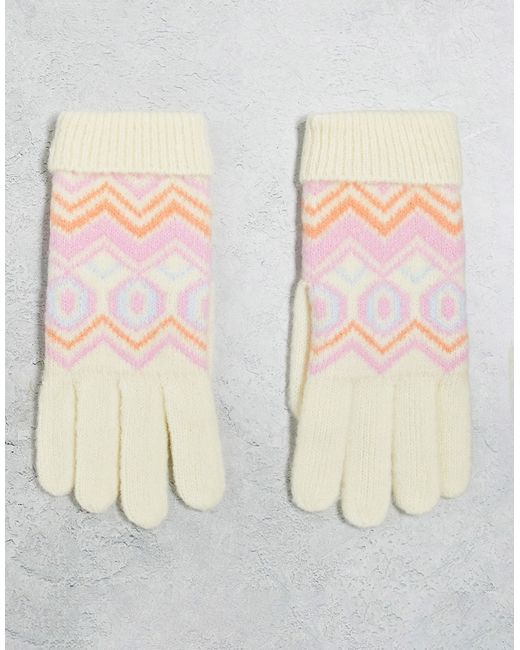 Boardmans Fair Isle gloves in cream-