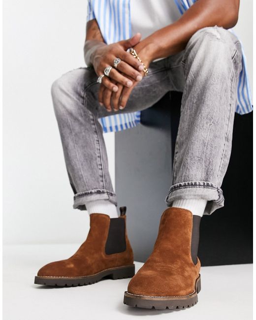 Office cleated chelsea boots in suede