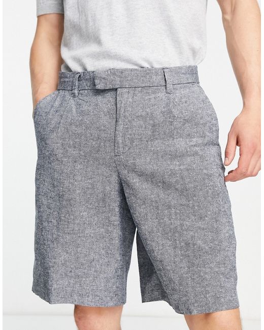 New Look relaxed fit linen shorts in mid