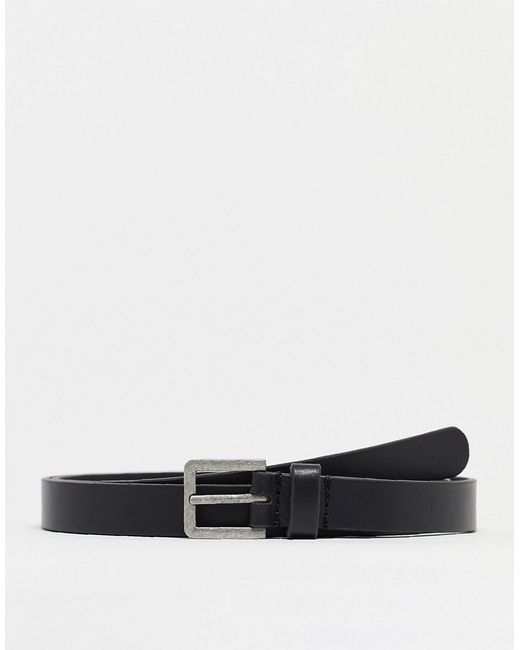 Asos Design smart skinny belt with silver buckle in