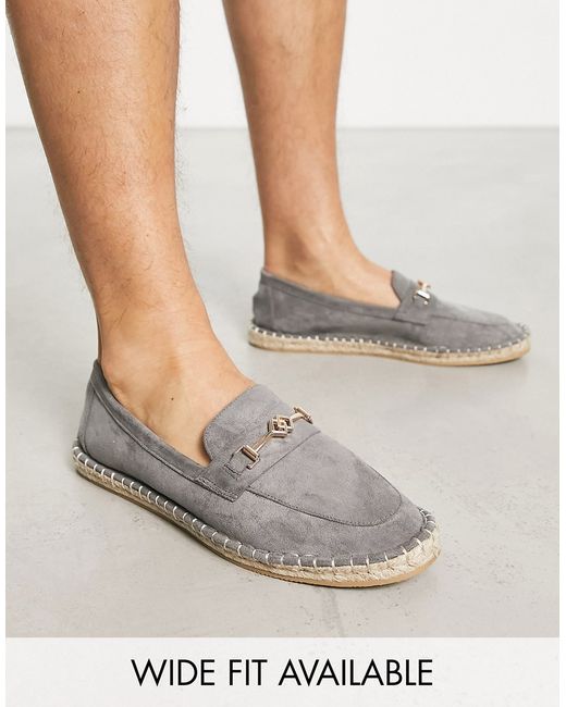 Asos Design loafer espadrilles in faux suede with snaffle detail