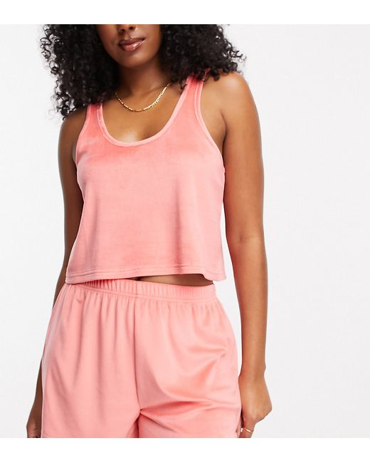 Loungeable pajama tank top and short set in coral-