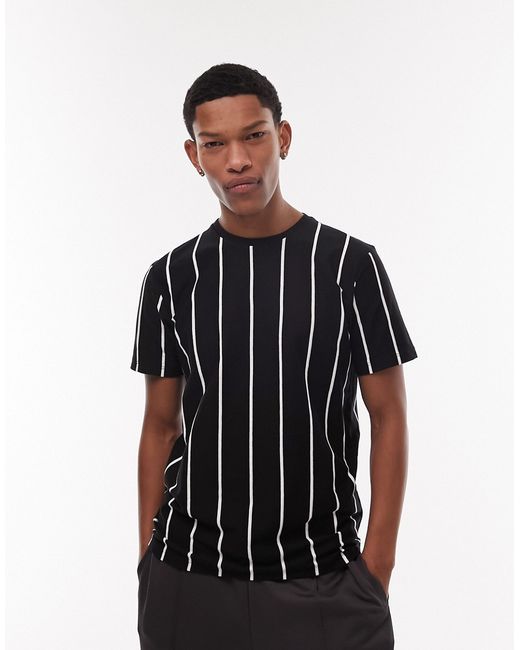 Topman classic t-shirt with vertical stripe in