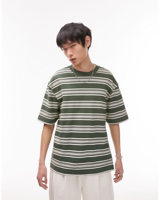 Topman oversized t-shirt with variegated stripe in