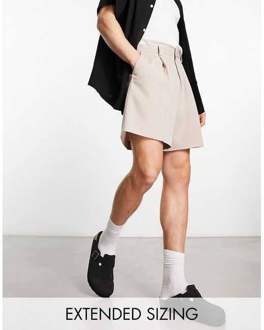 Asos Design smart cropped bermuda shorts in stone-