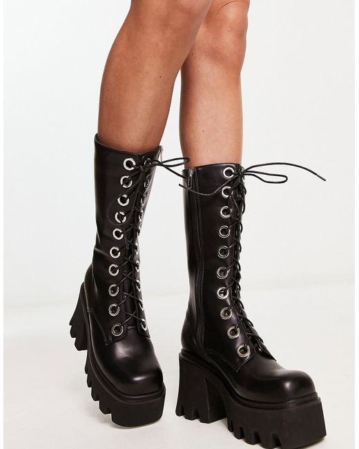 Lamoda Get Paid eyelet boots in matte