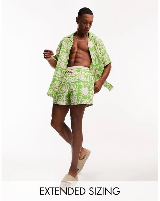 Asos Design swim shorts in short length tropical print part of a set-