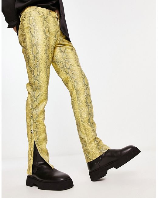 Asos Design skinny leather-look pants in snake print with zip detail