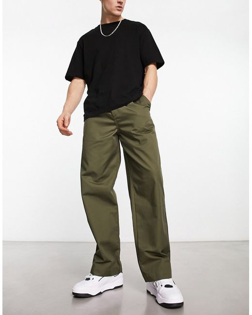 Fred Perry wide leg drawstring pants in khaki-
