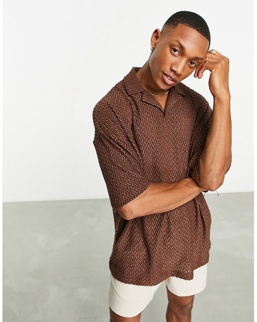 Asos Design oversized revere polo shirt in texture