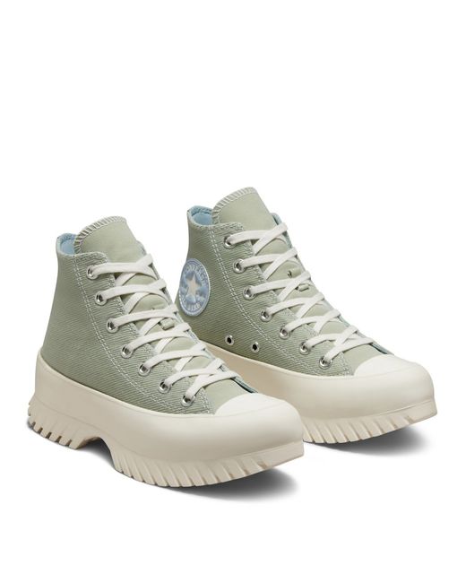 Converse Chuck Taylor All Star Lugged 2.0 platform denim sneakers in sage green-