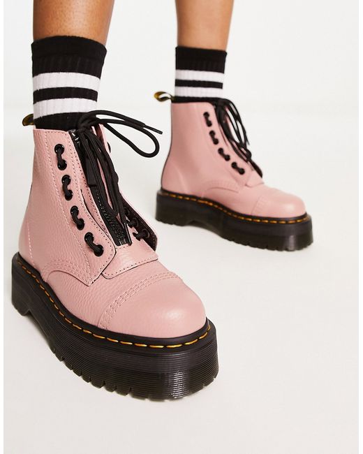 Dr. Martens Sinclair flatform boots in peach leather-