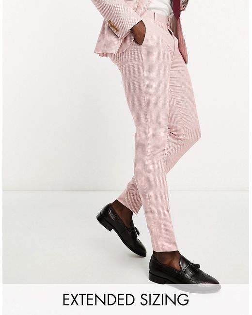 Asos Design super skinny suit pants in linen mix puppytooth check