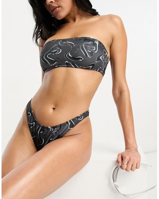 Weekday Mini brazilian bikini bottom in ripple print