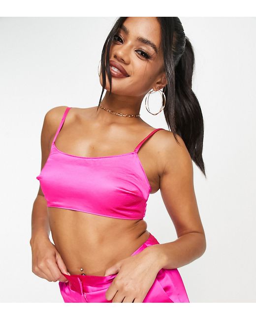 AsYou tailored satin crop top in pop part of a set