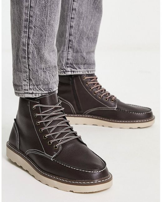 New Look chunky kick boots in dark