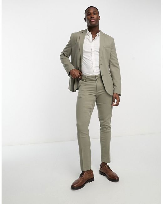 New Look skinny suit pants in sage-