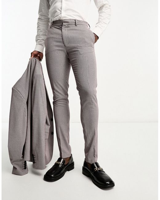 Asos Design skinny suit pants in burgundy plaid-