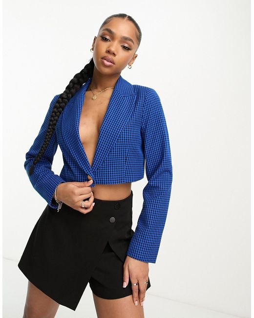 Miss Selfridge cropped blazer in check part of a set