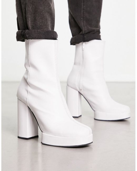 Asos Design heeled platform chelsea boot in faux leather