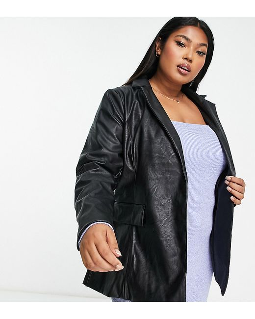 New Look Plus New Look Curve faux leather blazer in