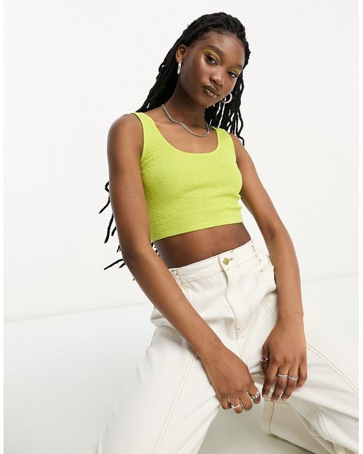 Asos Design crop knitted top with scoop neck in lime