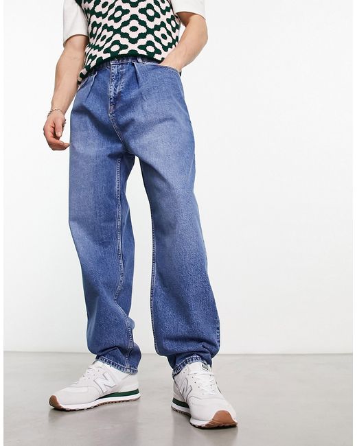 Asos Design balloon jeans in mid wash