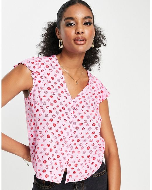 Whistles button front top in icon print