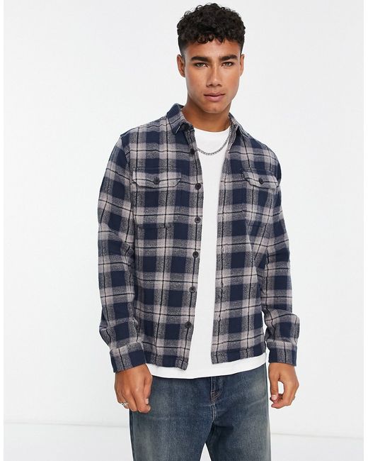 New Look plaid overshirt in off