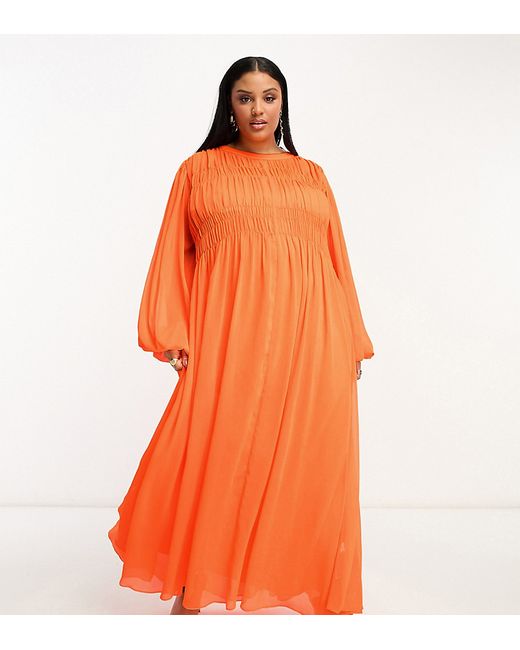 ASOS Edition Curve shirred bust oversized maxi dress in