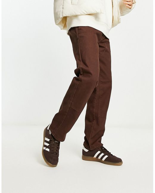 New Look contrast stitch straight leg pants in