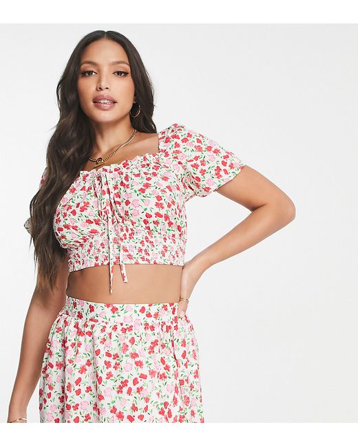 Influence Tall crop top in floral print part of a set-