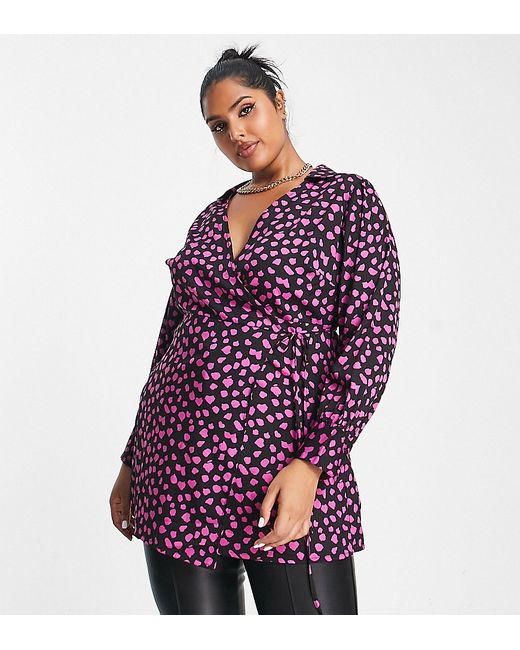 Yours collared wrap top in polka dot
