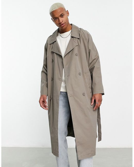 Asos Design oversized washed trench coat in light