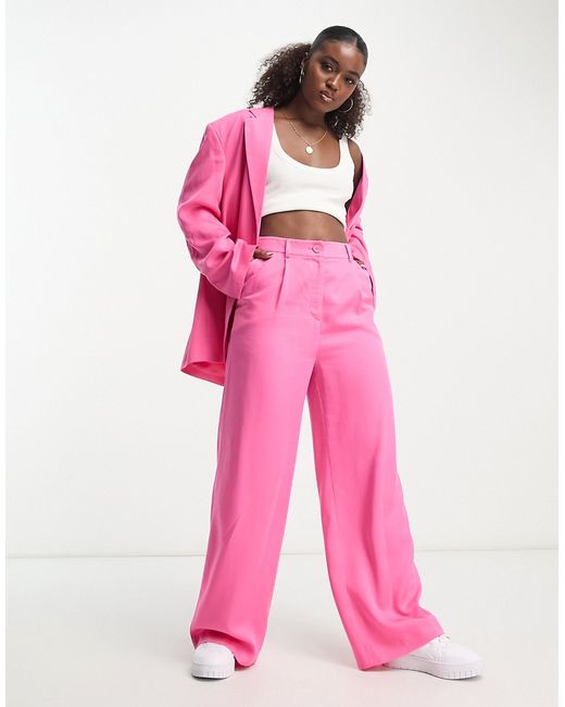 Monki straight leg tailored pants in bright part of a set